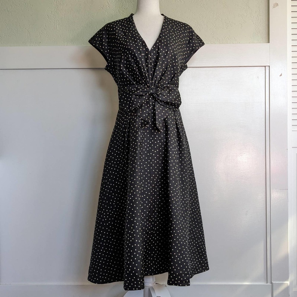 Kate Spade Black and White Polka Dot Midi Dress